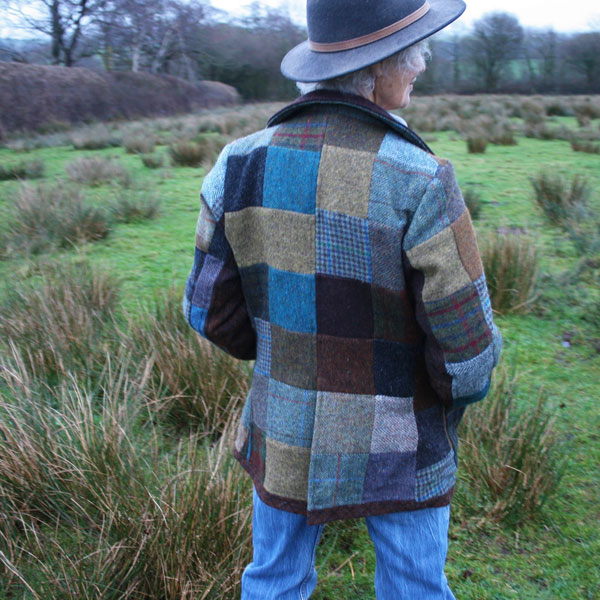 our patchwork jacket design in a variety of harris tweed fabrics